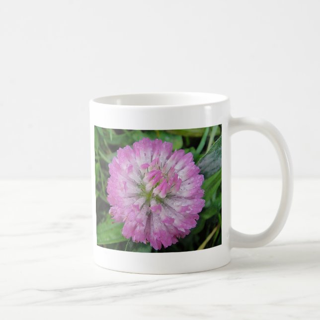 Tasse rosa Kleeblüte mit Wassertropfen Coffee Mug (Right)