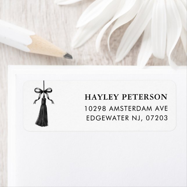 Tassel Black Bow Class of 2026 Graduation Party Label (Insitu)