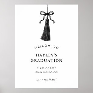 Tassel Black Bow Graduation Party Welcome Poster
