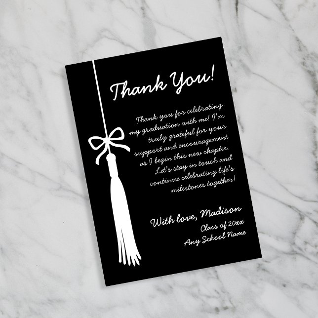 Tassel & Bow Black Class Of 2026 Graduation Thank You Card (Tassel & Bow Black Class Of 2026 Graduation Thank You Card)