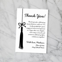 Tassel Bow Black & White Class Of 2026 Graduation