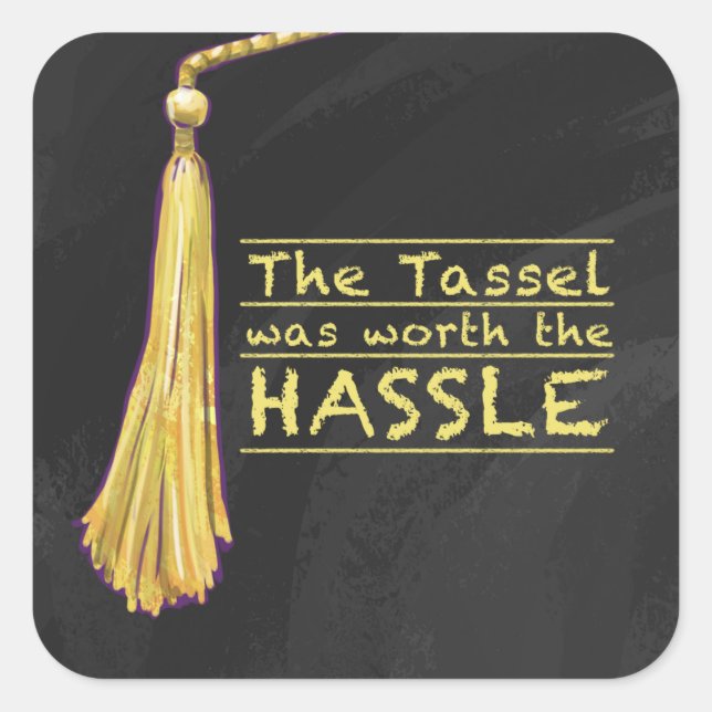 Tassel Hassle Gold Square Sticker (Front)