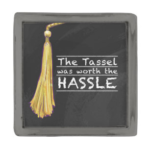Tassel Hassle Silver Gunmetal Finish Lapel Pin