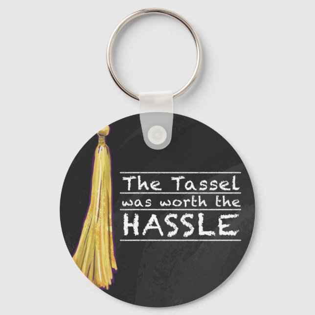 Tassel Hassle Silver Keychain (Front)