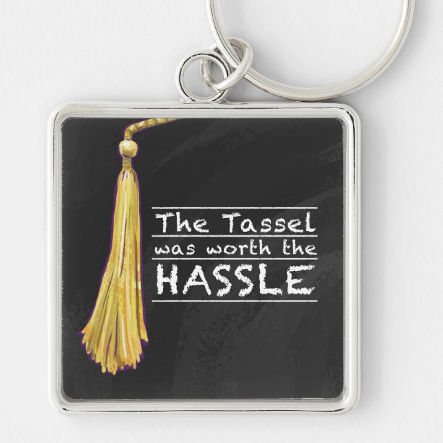 Tassel Hassle Silver Keychain (Front)