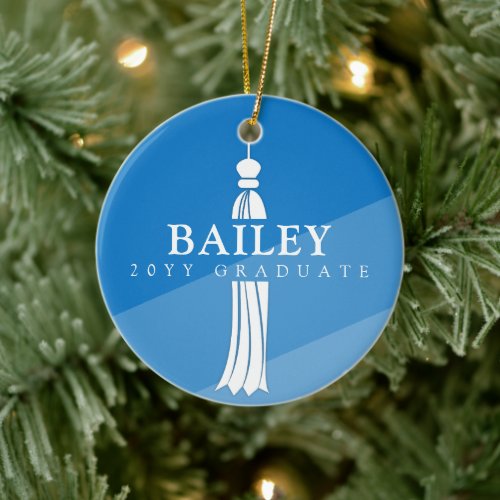 Tassel on Blue Ombre Graduate Graduation Photo Ceramic Ornament