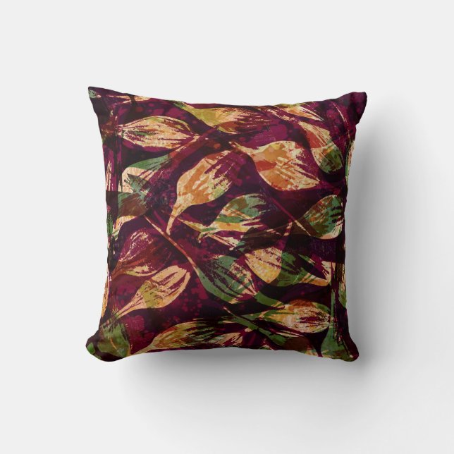 Tassel Sedge Seed Watercolor Print Throw Pillow (Front)