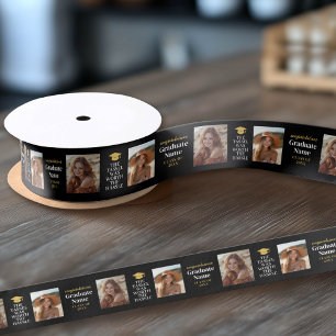 Tassel Was Worth Hassle Modern Graduation 2 Photo Satin Ribbon