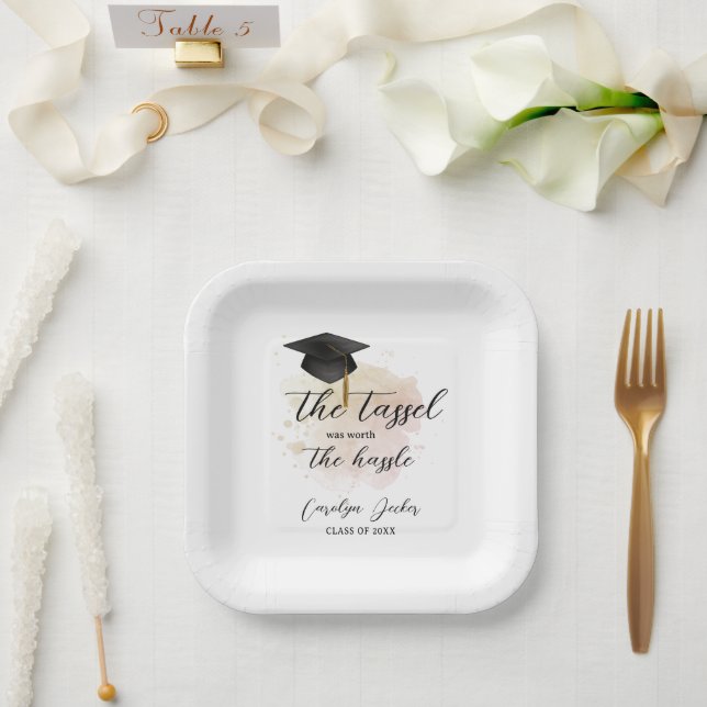 Tassel was Worth The Hassle Graduation Paper Plates (Wedding)