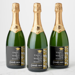 Tassel Was Worth the Hassle - Modern Graduation Sparkling Wine Label