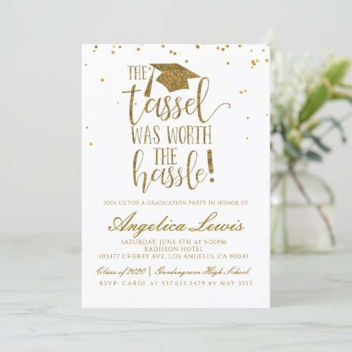 Tassel Worth the Hassle Graduation Invitation | Zazzle