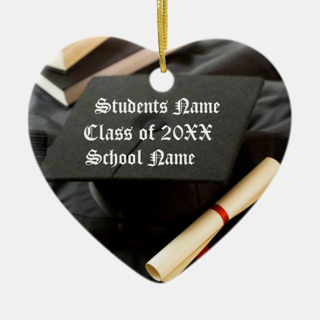 Tassle Cap Diploma Graduation Ceramic Ornament (Front)