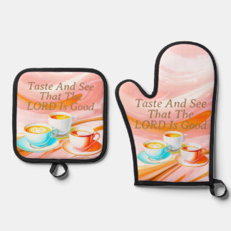 Taste And See That The Lord Is Good, Pink Oven Mitt & Pot Holder Set