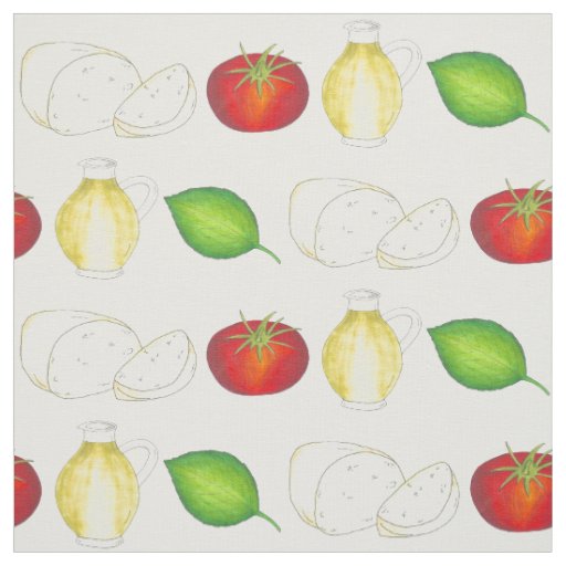 Taste of Italy Tomato Basil Olive Oil Food Cooking Fabric