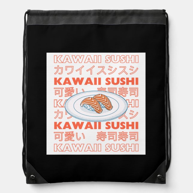 Taste of Japan Text & Sushi Drawstring Bag (Front)