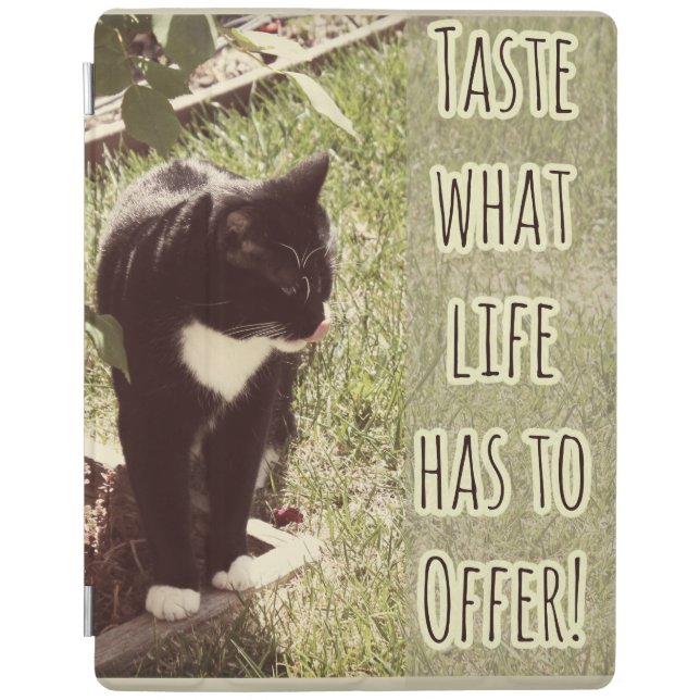 Taste of Life Motivational Cat Design Photo iPad Smart Cover (Front)