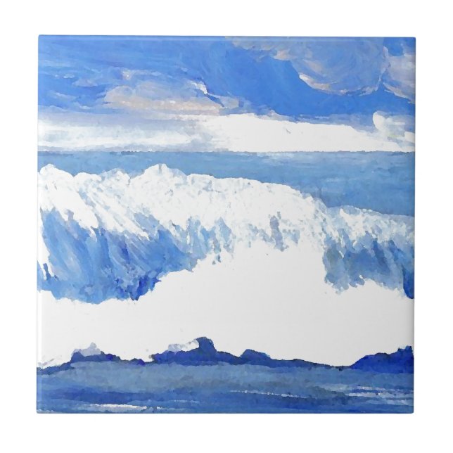 Taste of the Sea - Blue Ocean Waves Seascape Ceramic Tile (Front)
