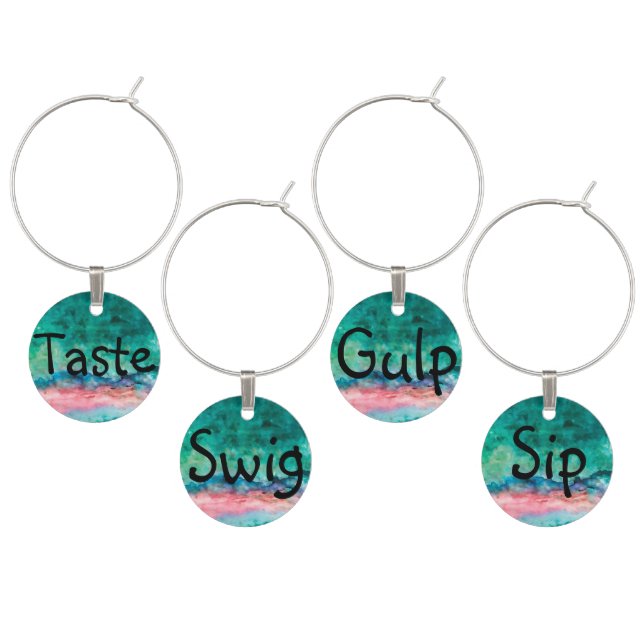 Taste-Swig-Gulp-Sip Wine Charm (Staggered)