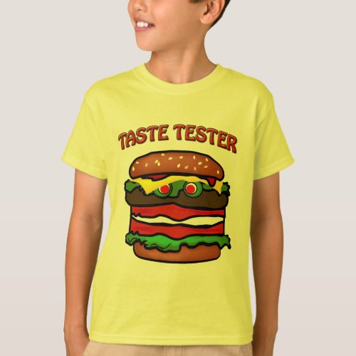 Taste Tester Hamburger Kids Yellow T_shirt
