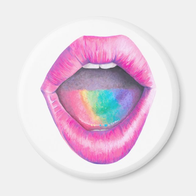Taste the Rainbow LGBT One Love Sexy Mouth Magnet (Front)