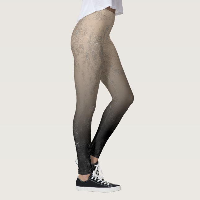 Tasteful Black Artistic Pencil Blotches and Shade Leggings (Right)
