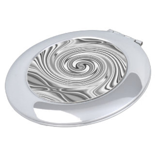 Tasteful Black Monochrome Blurred Spiral Effect Compact Mirror