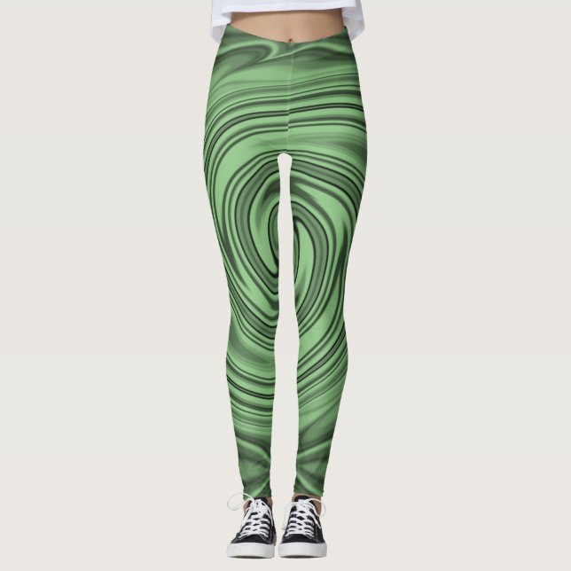 Tasteful Black Monochrome Blurred Stripes Leggings (Front)