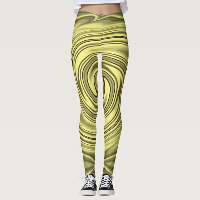 Tasteful Black Monochrome Blurred Stripes Leggings (Front)