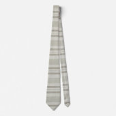 Tasteful Faux Linen Olive Beige Striped Tie (Front)