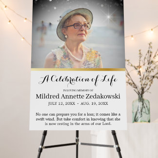 Tasteful Funeral Elegant Celebration of Life Foam Board