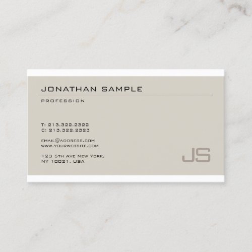 Tasteful Modern Elegant Monogram Unique Plain Business Card