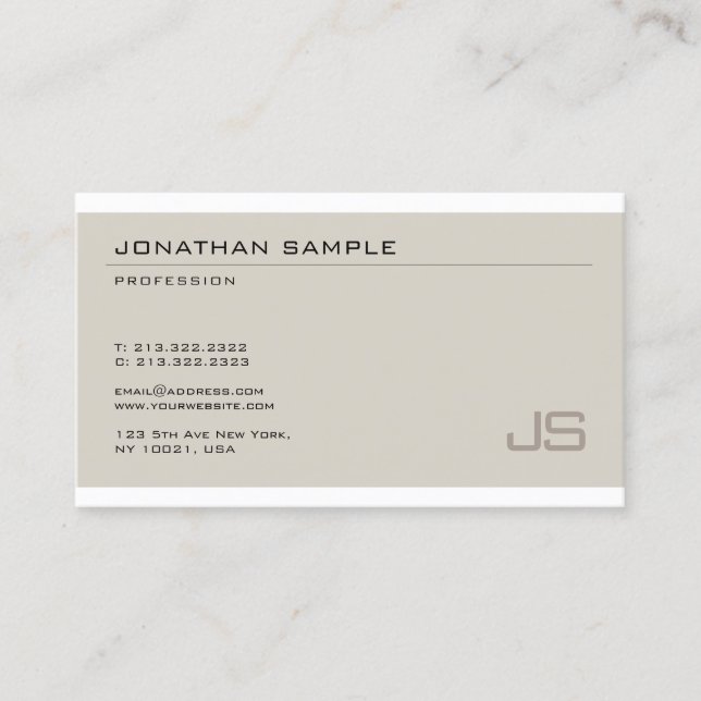 Tasteful Modern Elegant Monogram Unique Plain Business Card (Front)