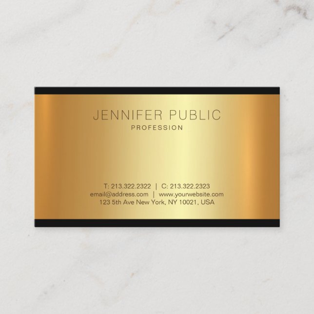 Tasteful Modern Gold Glamorous Professional Business Card (Front)