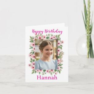Tasteful Pretty Sweet Girl Custom Photo Birthday Card