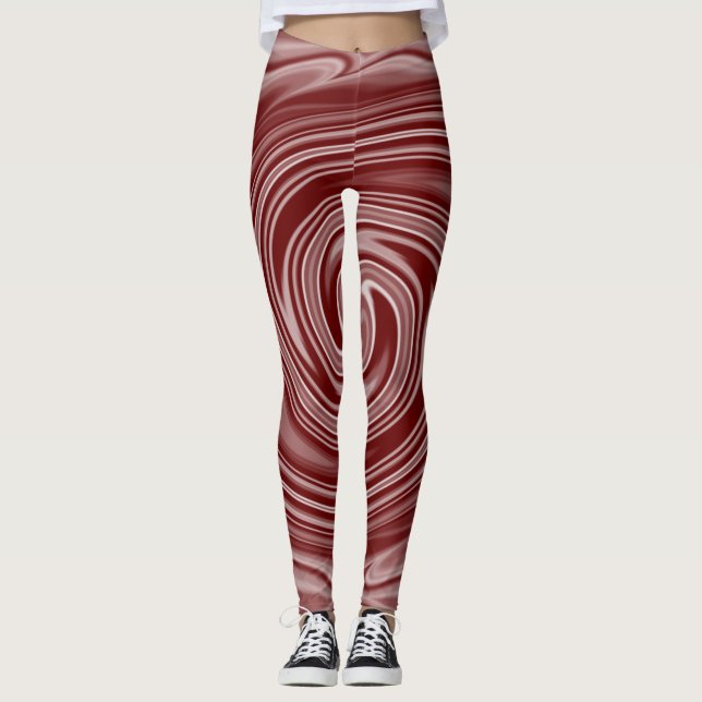 Tasteful White Monochrome Blurred Spiral Effect Le Leggings (Front)