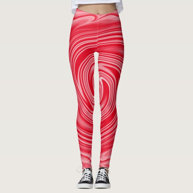 Tasteful White Monochrome Blurred Spiral Effect Le Leggings (Front)