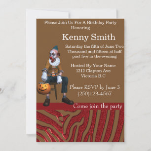 Tastefully Party Clown Birthday Invitation 2