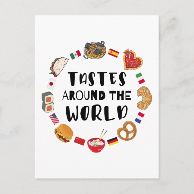 Tastes around the world postcard (Front)