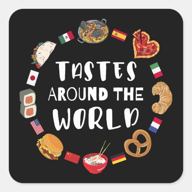 Tastes around the world square sticker (Front)