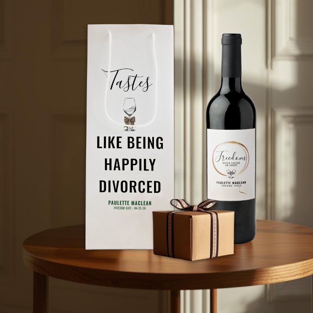 Tastes Like Being Happily Divorced Wine Gift Bag (Divorce Theme Wine Bottle Gift Bag)