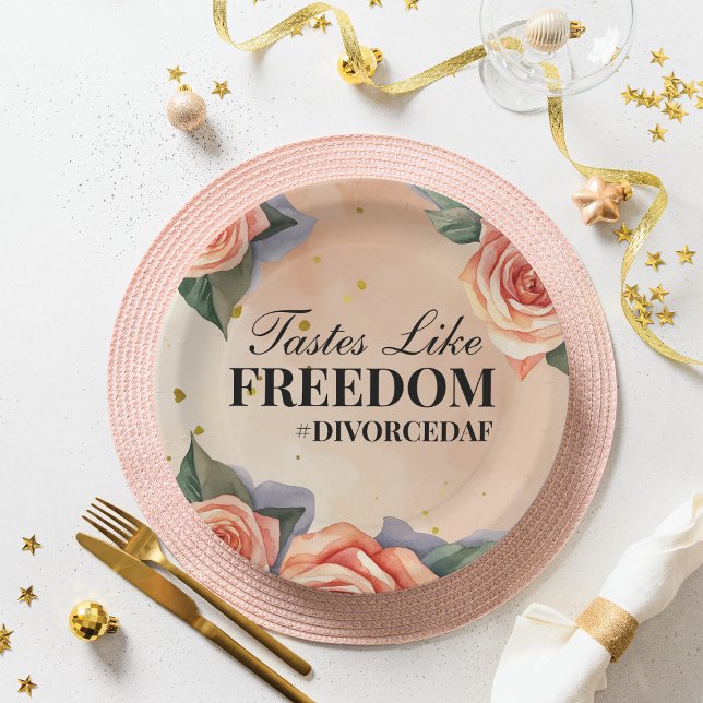 "Tastes Like Freedom" Floral Divorce Party Paper Plates (Creator Uploaded)