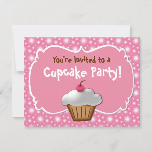 Tastey Frosted Cupcake Custom Invitations (Front)