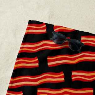 Tasty Bacon Strips Pattern Beach Towel