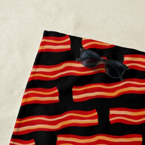 Tasty Bacon Strips Pattern Beach Towel