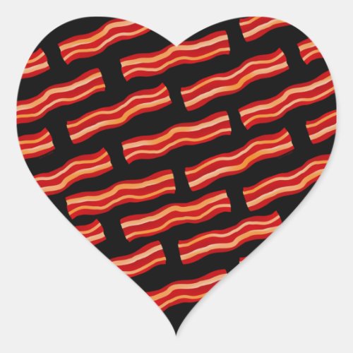 Tasty Bacon Strips Pattern Heart Sticker
