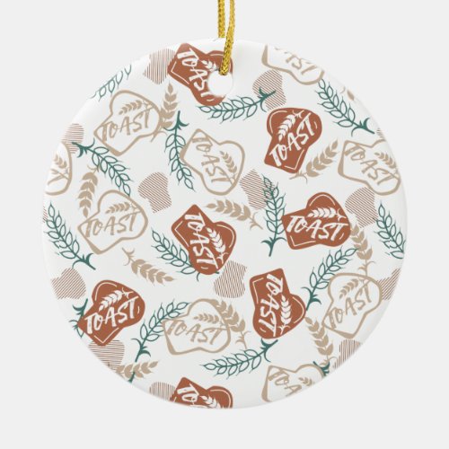 Tasty Bread Toast Pattern Ceramic Ornament