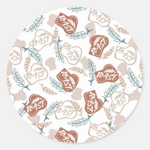 Tasty Bread Toast Pattern Classic Round Sticker