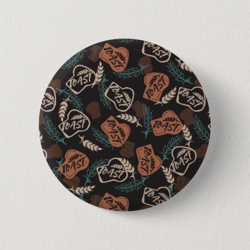 Tasty Bread Toast Pattern in Black Background Button