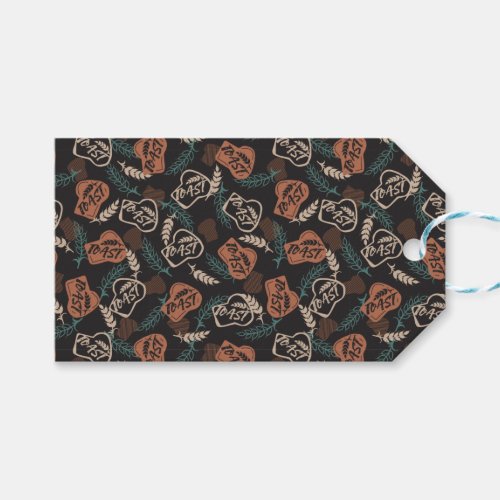 Tasty Bread Toast Pattern in Black Background Gift Tags