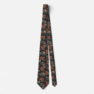 Tasty Bread Toast Pattern in Black Background Neck Tie